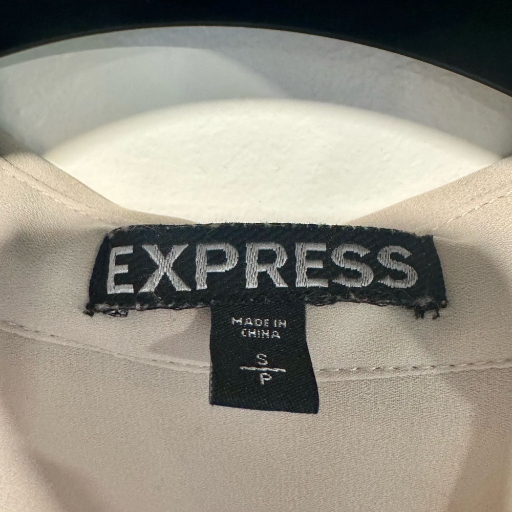 Express Light Beige Button-Up Blouse - Picture 2 of 2